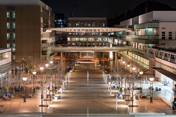 夜間の九州大学 (岩崎電気より)